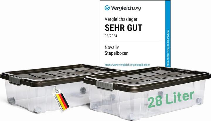 Immagine prodotto Novaliv 2x Unterbettkommode mit Rollen 28L Aufbewahrungsbox Deckel Anthrazit Nestbar stapelbare mit (28 l)