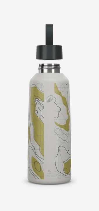 Produktbild Quechua Trinkflasche 1 l Edelstahl Schraubverschluss Wandern - Carto 100 Karte/grün (1 l)