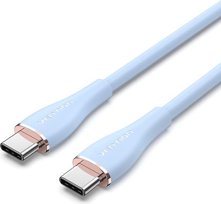 Image du produit Vention Câble USB-C 2.0 vers USB-C 5A TAWSG 1.5m Bleu clair Silicone (1.50 m, USB 2.0)