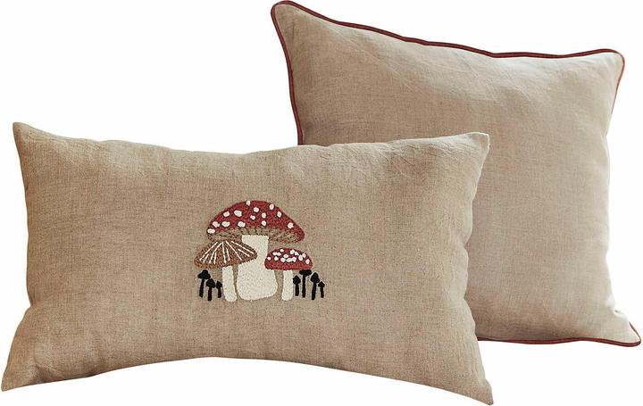 Loberon Kissenhülle 2er Set Norilie beige/rot (40 x 40 cm)