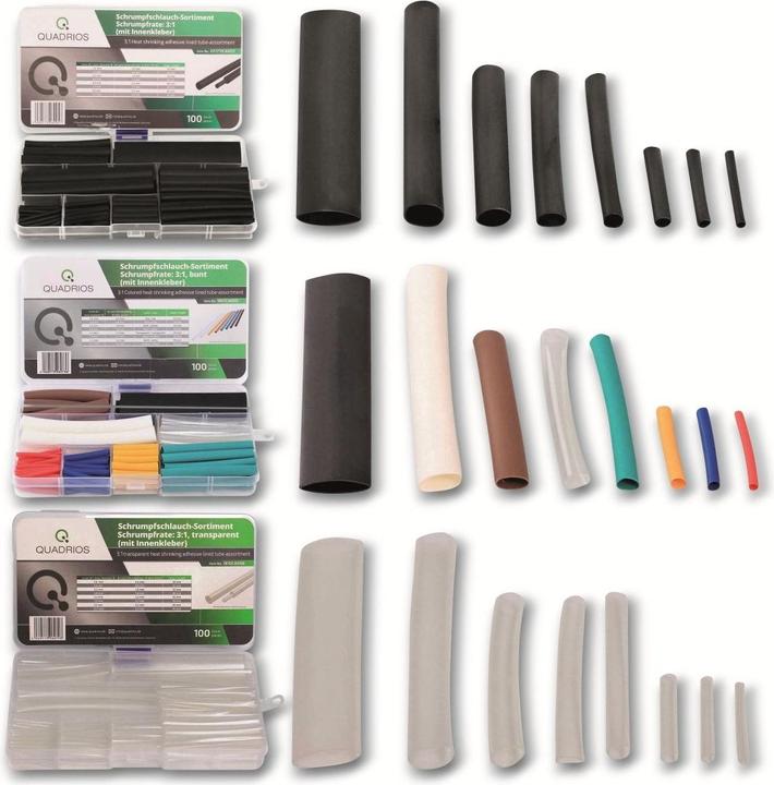 Immagine prodotto Quadrios Set di termoretraibili 300 pezzi nero/trasparente/colorato (1 x)