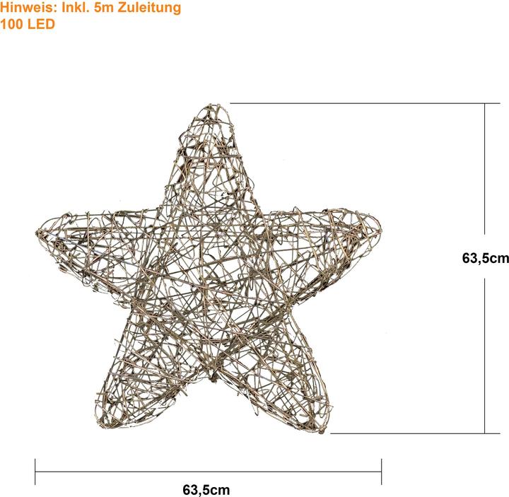 Image du produit Star Trading Étoile lumineuse d'extérieur LED 'Sven', faite à la main, or, Ø 63cm