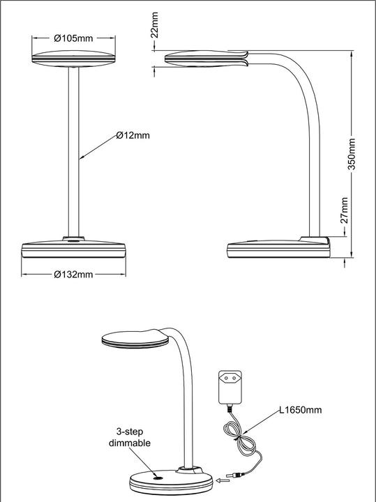 Actual product image Nino Leuchten Carmen 52290102 silver LED table lamp 3.2W (260 lm)
