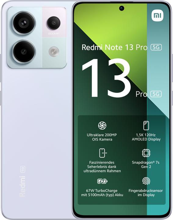 Xiaomi Redmi Note 13 Pro 5G (256 GB, Aurora Viola, 6.67", Doppia SIM, 200 Mpx, 5G)