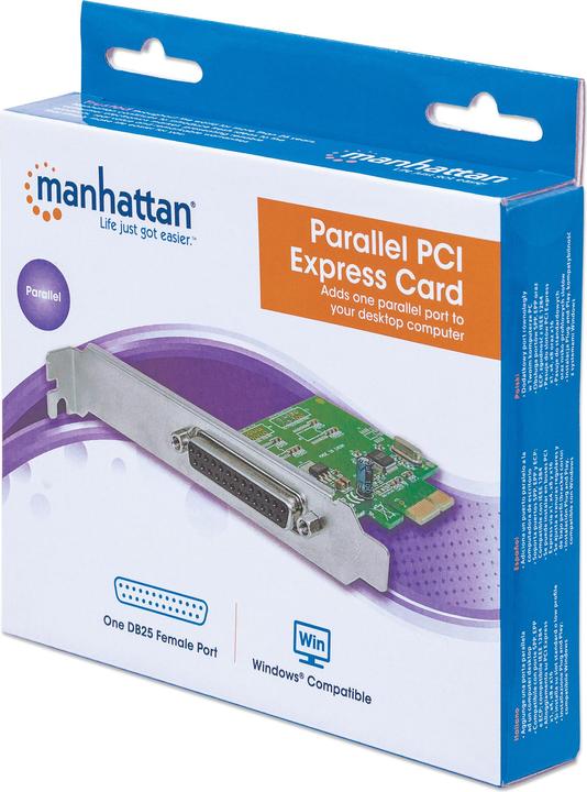 Image du produit Manhattan Carte PCI Express parallèle Un port DB25 IEEE 1284 adapté aux PCI Express x1 x2 x4 x8 et x16
