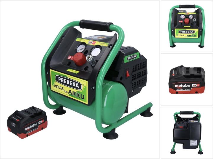 Produktbild Prebena VITAS 100-AKKU Kompressor 18 V 5 l 8 bar CAS Brushless + 1x Akku 10,0 Ah - ohne LadegerÃ¤t (8 Bar, 5 l)