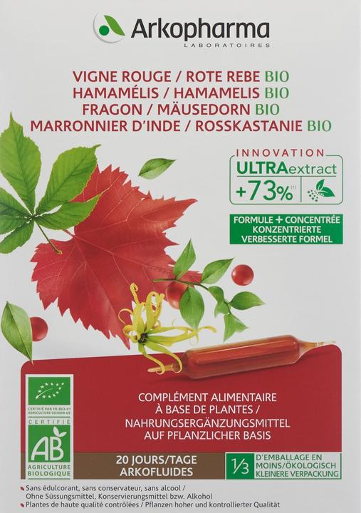 Immagine prodotto Arkopharma Arkofluide Bio Rote Rebe Hamamelis Mäusedorn Rosskastanie (20 Pezzo/i, Fiala, 367 g)