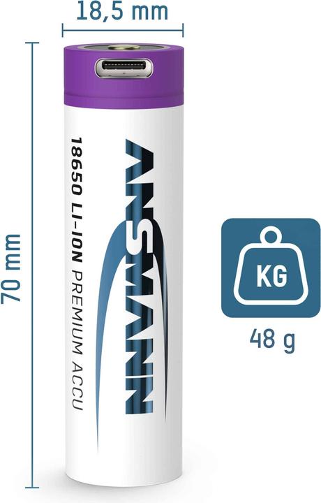 Actual product image Ansmann Li-Ion battery 18650 (1 pcs., 18650, 3400 mAh)