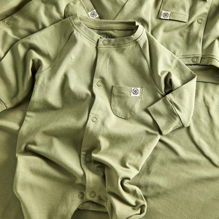 Actual product image Cloby Romper suit overall UPF + Olive Green (50, 51, 52, 53, 54, 55, 56)