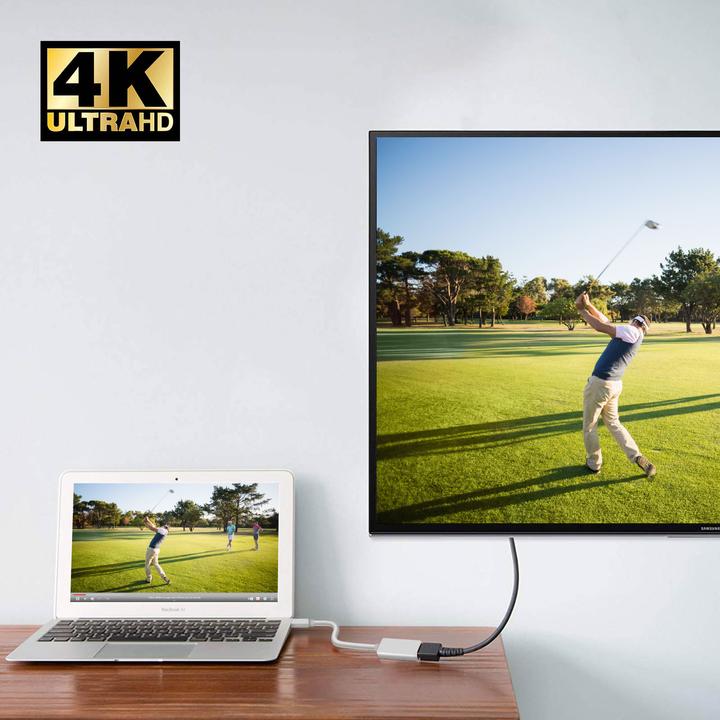 Image du produit LinQ Adaptateur / Câble vidéo Câble Mini DisplayPort vers HDMI Câble vidéo par - Blanc (0.15 m, DisplayPort)
