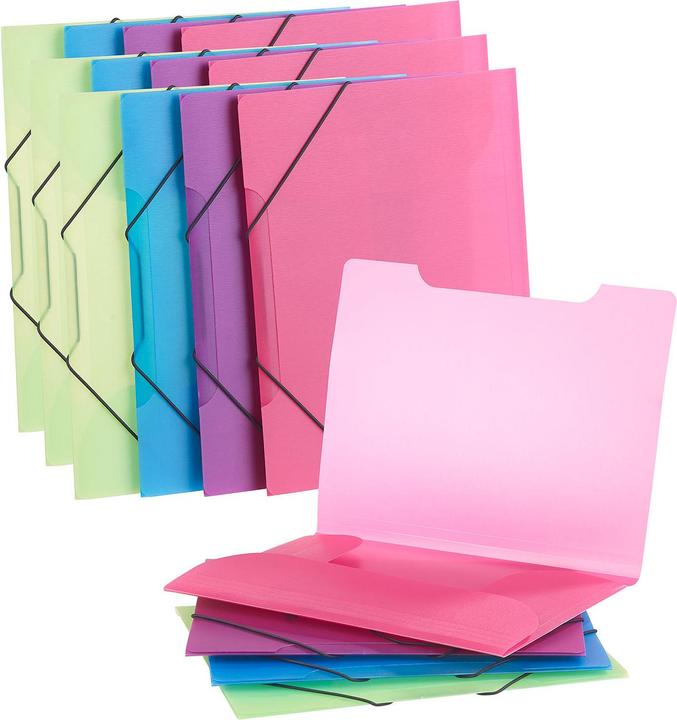 Produktbild General Office 16er-Set Eckspanner-Einschlagmappen mit Gummizug, Kunststoff, 4 Farben (A4, 16 x)