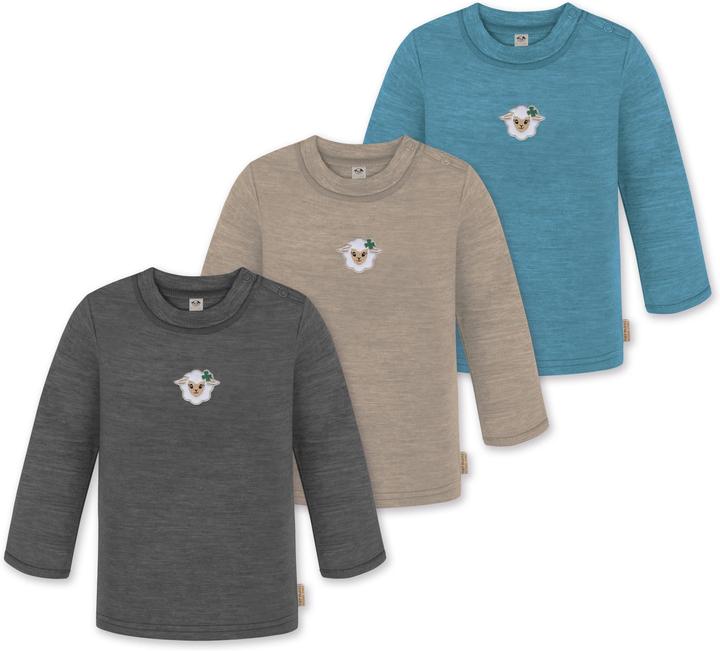 Produktbild Normani 3er Pack Baby Merino Longsleeve „Taupo" - 9475 (68)