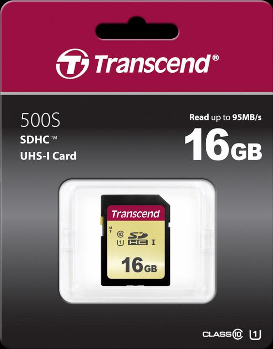 Produktbild Transcend SDHC 500S 16GB Class 10 UHS-I U1 V30 (16 GB, SDHC, U1, UHS-I)