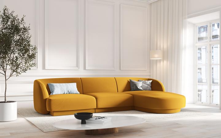 Actual product image Micadoni Velvet Right Corner Sofa, "Miley", 4 Seats, 255x156x70Made in Europe (Corner sofa)