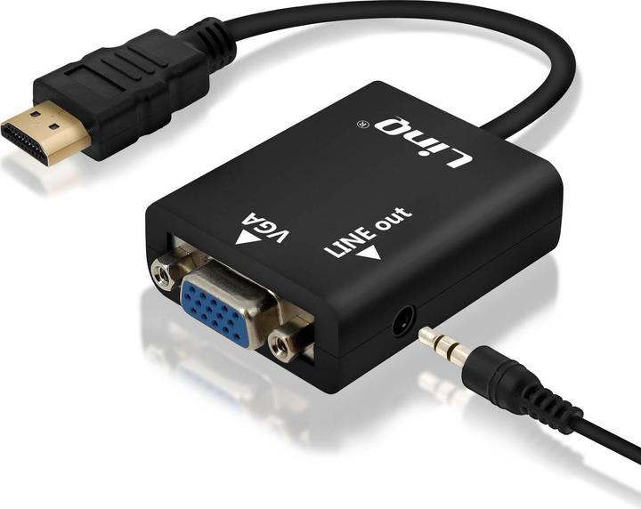 Actual product image LinQ Audio & video cable HDMI/VGA + 3.5mm jack cable by - Black (0.15 m, HDMI)