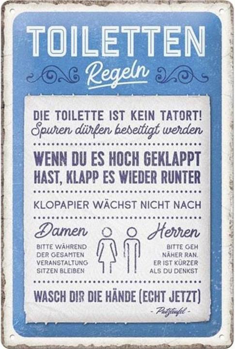 Nostalgic-Art Merchandising Schild Toiletten-Regeln 20 x 30 cm, Metall (20 x 30 cm)