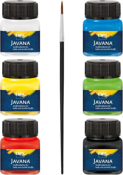 Image du produit Kreul Peintures pour tissus (Blanc, Jaune, Vert, Bleu, Noir, Rouge, 120 ml)