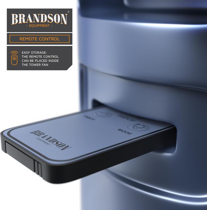 Immagine prodotto Brandson Ventilatore a torre, oscillazione 65°, timer, telecomando, ventilatore da piedistallo 96cm, blu (48 dB)