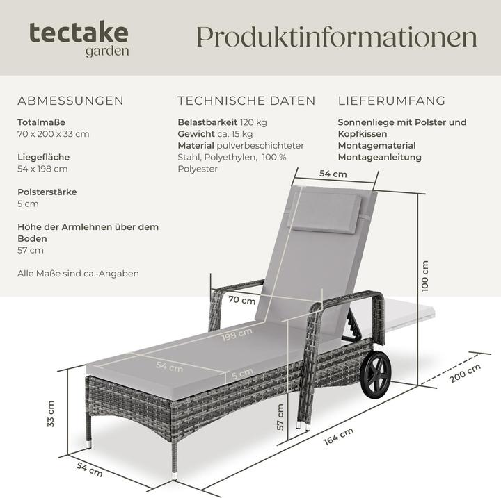 Immagine prodotto tectake Sonnenliege (200 cm)