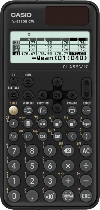 Casio FX-991DE CW (Solarzellen, Batterien)