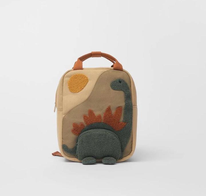 Only-Bags.Store Stickerei Sonne Langer Hals Kleiner Dinosaurier Rucksack Haken Haar bestickt Cartoon Leinwand