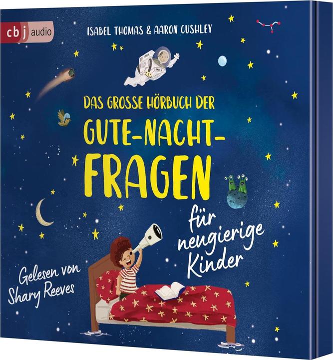 Actual product image The great audio book of bedtime questions for curious children (Isabel Thomas, Antje Kuhlmeier, Shary Reeves, Malin Riegner, Finja Riegner, Jesse Schwantes, German)
