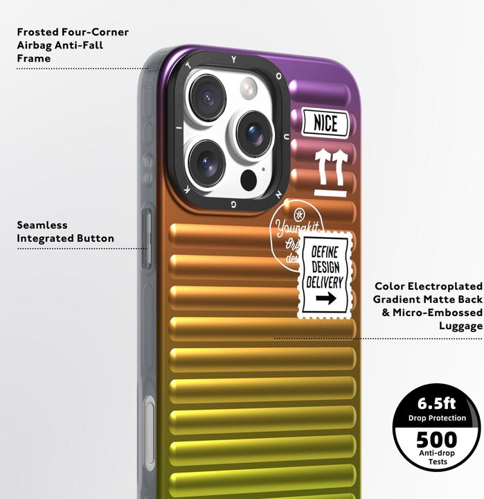 Produktbild Youngkit Hülle Glow Luggage-Inspired /violett (Apple iPhone 16 Pro Max)