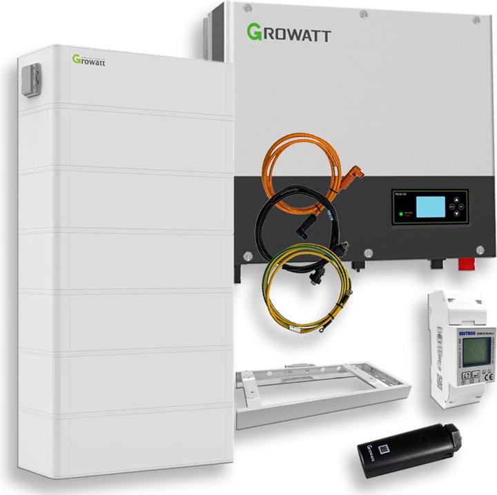 Produktbild Offgridtec Growatt Nachrüstsatz 15,35kWh für bestehende PV Anlagen 3-phasig SPA 5000 Hybrid-Inverter LiFePO4- (15350 W)