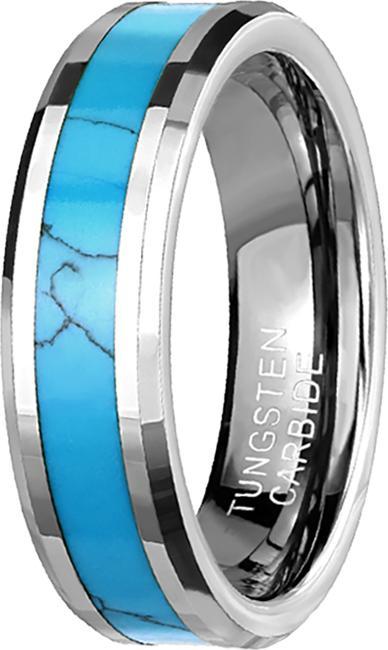 Actual product image Star Piercing Ring silver with bevelled edges and turquoise stone in the centre (Tungsten, without brass, Mineral)