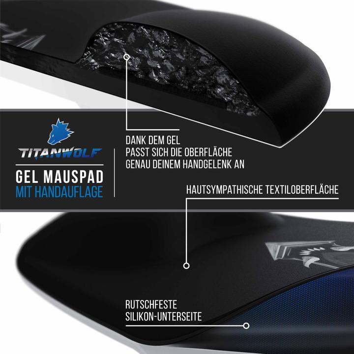 Actual product image Titanwolf Gaming Mouse Pad, Gel Office Mouse Mat, Wrist Rest / Wrist Pad