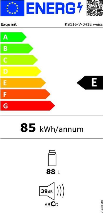 Energie-Label Exquisit KS116-V-041E weissPV (88 l)