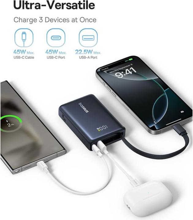 Produktbild Baseus magnetic powerbank with stand PicoGo Qi2 5000mAh 20W (5000 mAh, 20 W, 18.50 Wh)