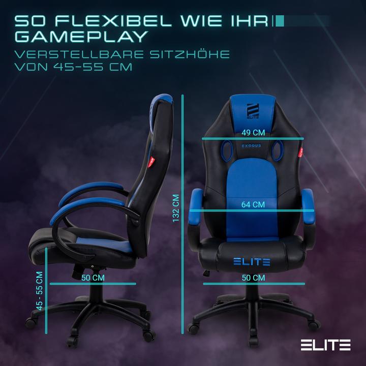 Produktbild Elite Gaming Stuhl EXODUS Ergonomischer Bürostuhl Schreibtischstuhl Chefsessel Sessel Racing Gaming-