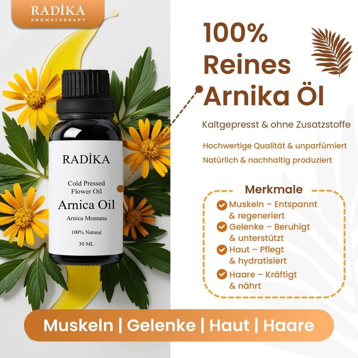 Radika Arnica oil, cold-pressed, 100% pure, organic, natural, 30 ml (Body oil, 30 ml)