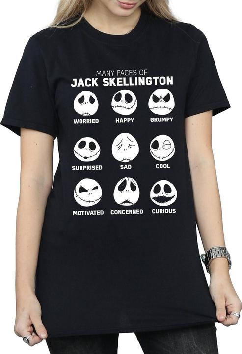 Actual product image Disney Womens/Ladies Nightmare Before Christmas The Many Faces Of Jack Cotton Boyfriend T-Shirt (XL)