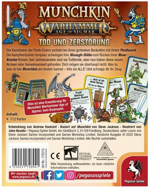 Image du produit Pegasus 17021G - Munchkin Warhammer : Age of Sigmar - Extension Mort et Destruction (Édition FR) (Allemand)