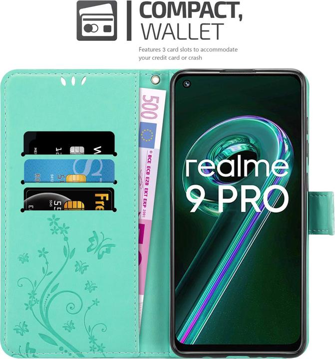 Actual product image Cadorabo Flower Book Case for Realme 9 5G / 9 PRO / V25 / Q5 / OnePlus Nord CE 2 LITE 5G (Vivo V25, Realme 9 Pro+, OnePlus North CE 2 Lite 5G)