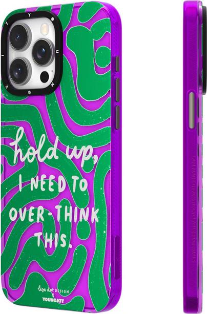 Actual product image Youngkit Sleeve @LisadotDesign Positive Quotes Case Overthink this (Apple iPhone 15 Pro Max)
