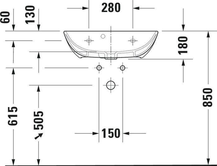 Actual product image Duravit Washbasin ME by Starck compact m ÜL m HLB 600x400mm 1 tap hole white (400 mm, 600 mm)