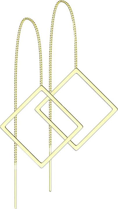 Produktbild Star Piercing Ohrstecker vergoldet freifallende Kette mit Quadratisch (ohne Messing, Chirurgenstahl 316L)