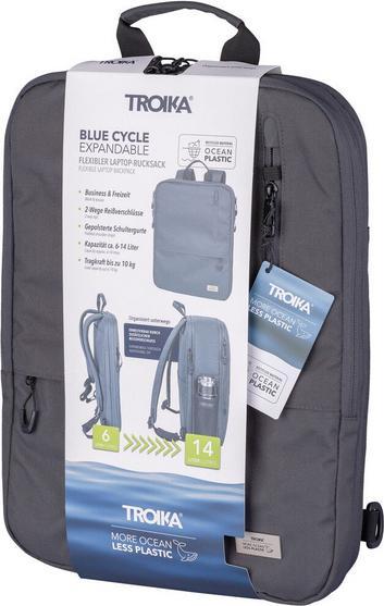 Produktbild Troika CYCLE EXPANDABLE Laptop-Rucksack aus recyceltem Meerenplastik, 100% rPET, dunkelgrau (14 l)