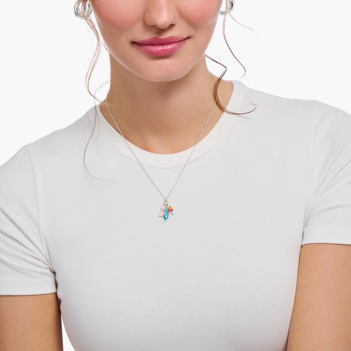 Actual product image Thomas Sabo Necklace with colourful silver triple pendant (925 silver, Enamel, 38 - 45 cm)
