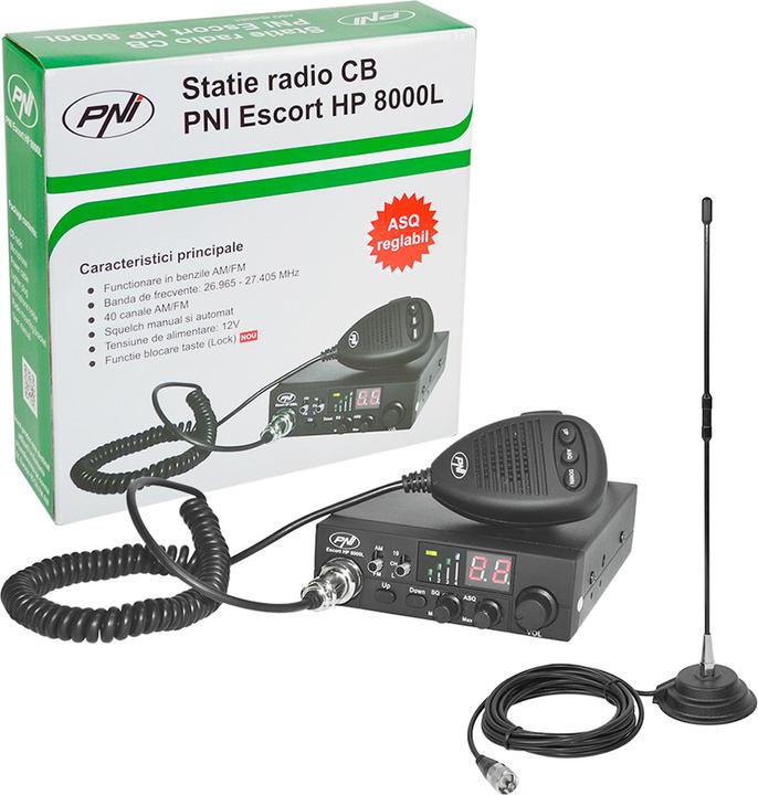 Productafbeelding PNI Pakket CB ESCORT HP 8000L ASQ radio + Extra 40 CB antenne met magneet (Antenne adapter)