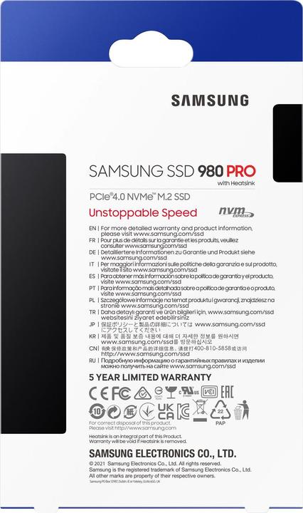 Produktbild Samsung 980 Pro mit Heatsink (2000 GB, M.2 2280)