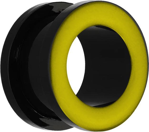 Star Piercing Flesh Tunnel mit gelbem Rand (ohne Messing, Acryl)