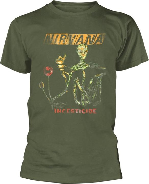 Nirvana T Shirt Reformant Incesticide Band Logo Official Mens Green L (L)