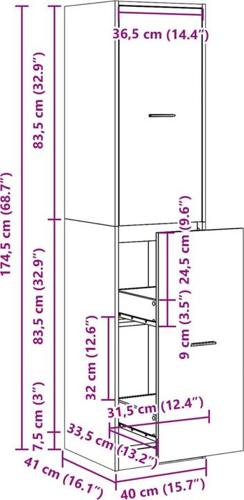 Actual product image VidaXL Pull-out larder unit Tall unit All-purpose unit Sonoma oak