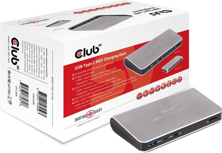 Produktbild Club 3D USB Typ C MST Dock mit Ladefunktion (USB-A, 1 Ports)