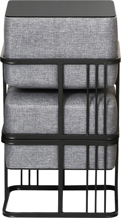 Actual product image En.Casa Multifunktionaler stapelbarer Sitzhocker Tas 2er Set quadratisch Hellgrau