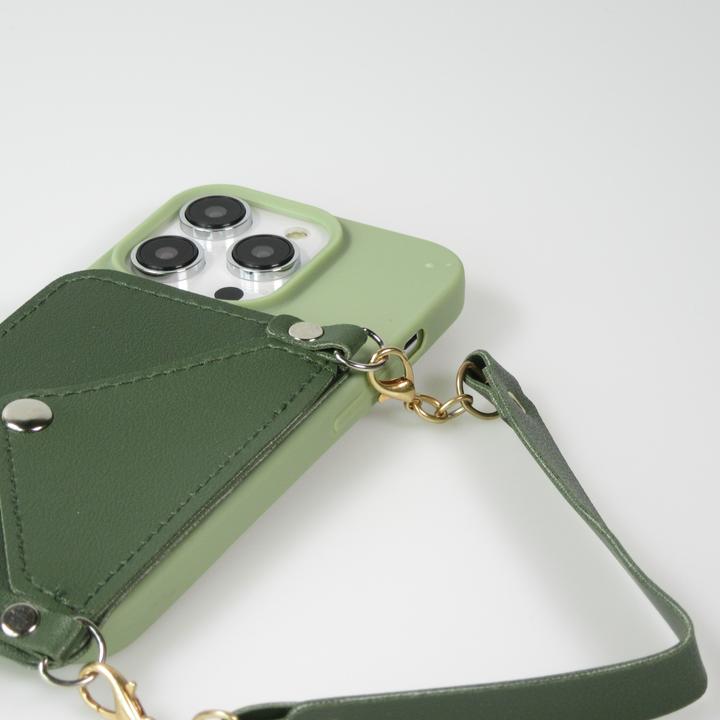 Immagine prodotto PhoneLook Cover in silicone morbido al tatto con tasca in pelle per carte o soldi e cordino integrato (Apple iPhone 14 Pro Max)